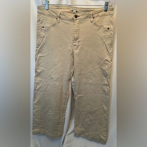 Frye & Co Women's Size 16 Wide Leg Straight Leg Denim Jeans Beige Tan 29” Inseam